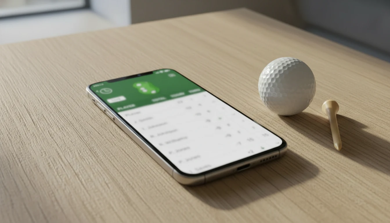 Smartphone zeigt Live-Golfturnier-Daten und Leaderboard