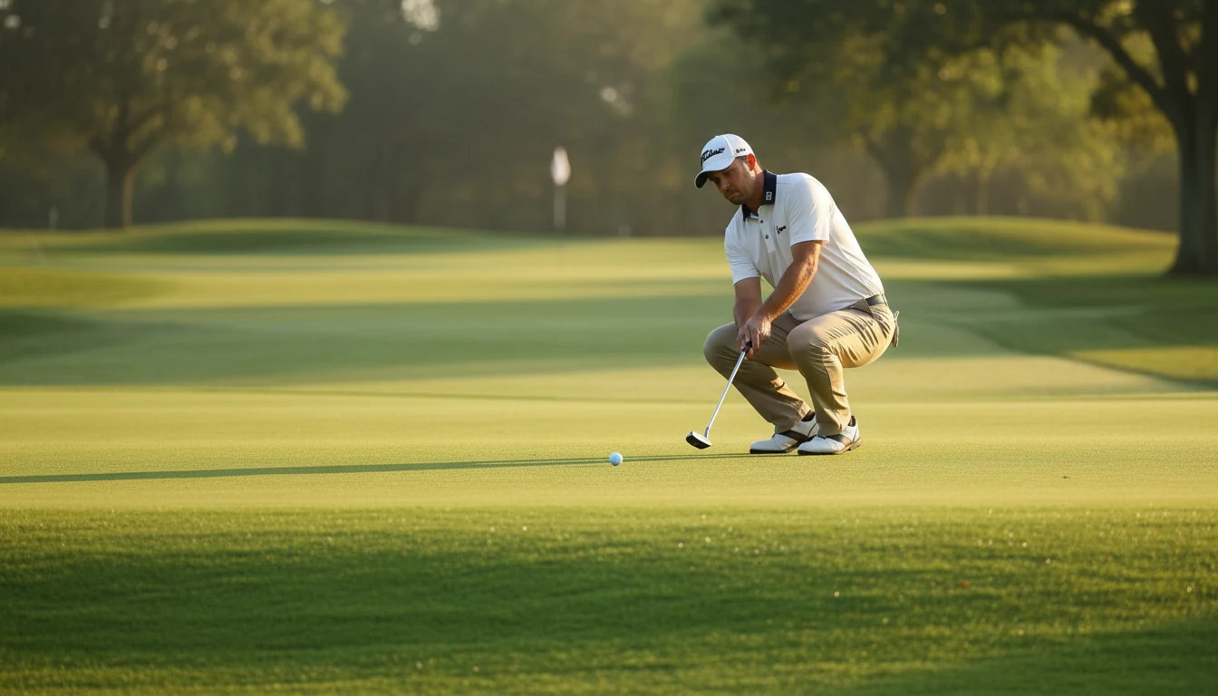 Golfspieler beim Putten auf einem gepflegten Golfplatz