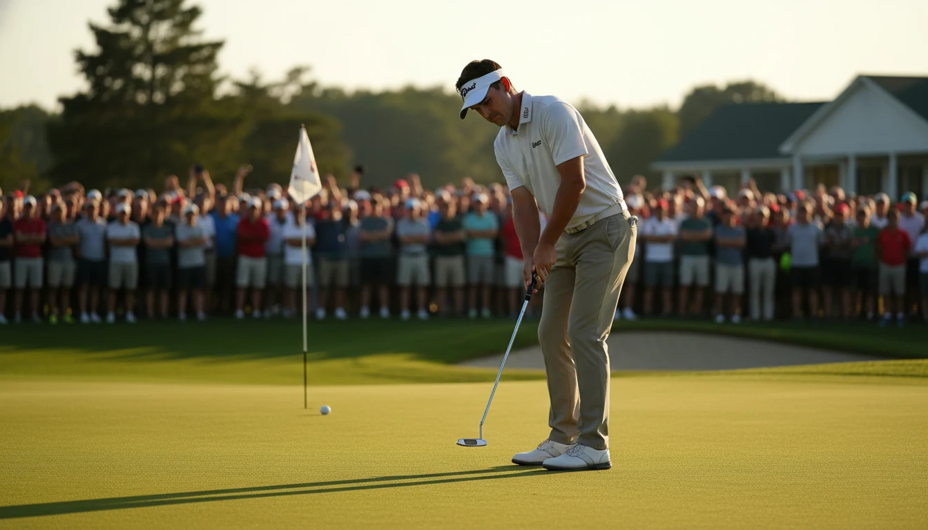 Golfspieler beim Putt auf dem Grün eines Meisterschaftsplatzes