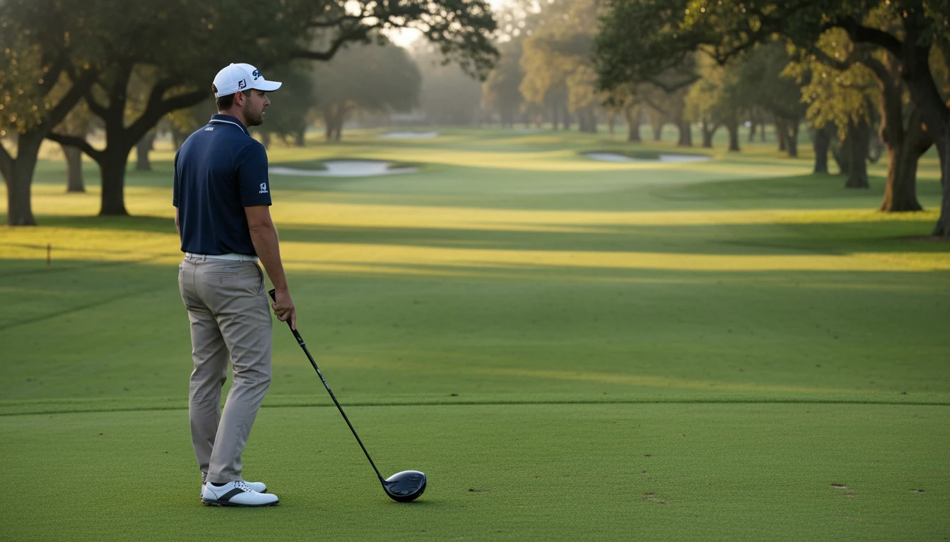 Golfspieler analysiert das Spielfeld vor dem Abschlag